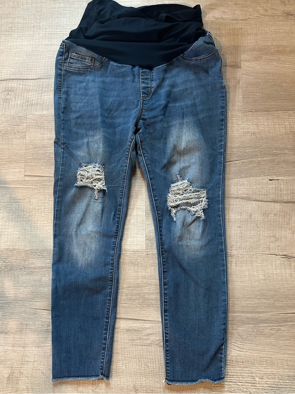 Maternity Distressed Skinny Jeans - Dark Blue